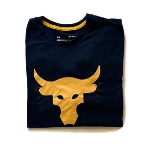 Under Armour navy blue and yellow project rock brahma bull t-shirt size medium